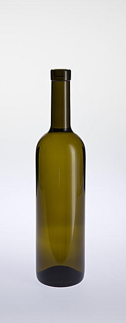 Klaaspudel 0,75l vein oliiv (Bordeaux)