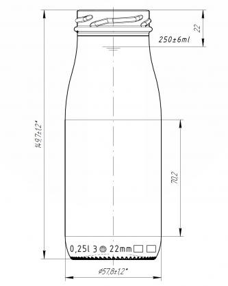 Klaaspudel 250ml mahl TO-48