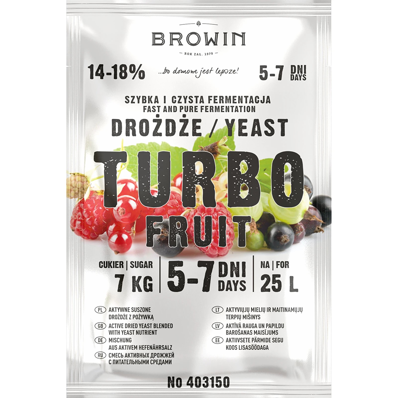 Destilleerimispärm Turbo Fruit 40g 5-7 päeva