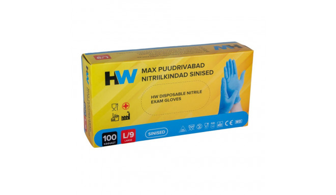 Kindad nitriil puudrita HW Max sinised M/8 100 tk