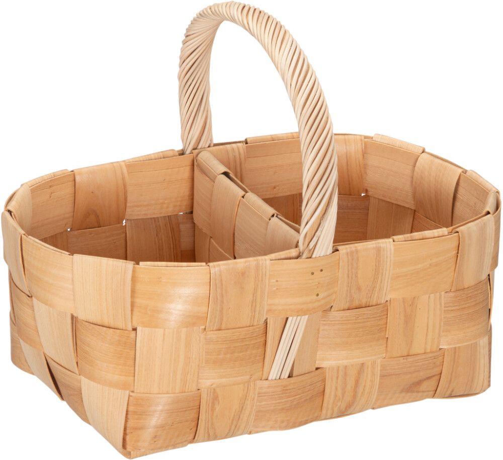 Korv punutud vaheseinaga ja sangaga 36x26x16cm