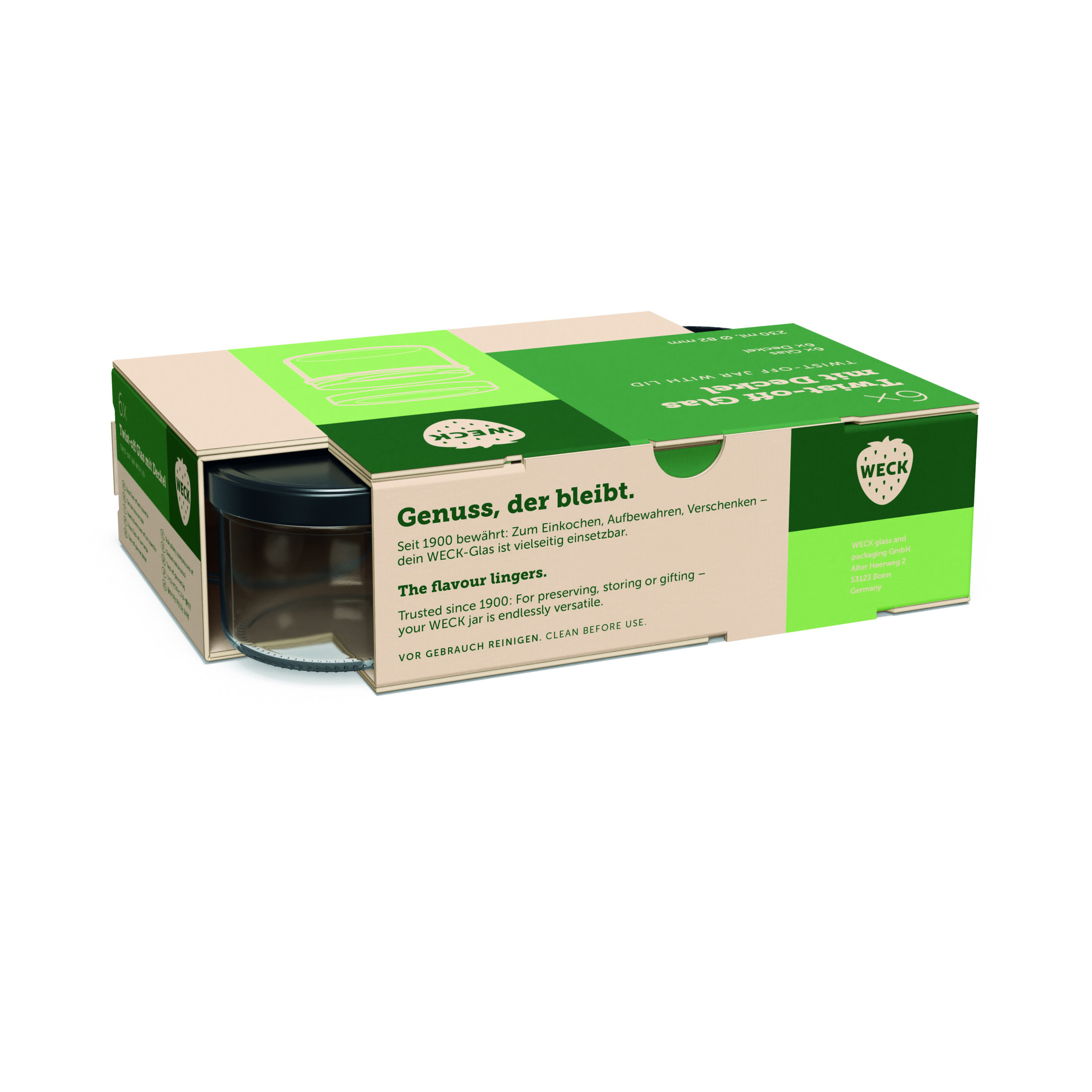 Klaaspurk 435 ml kaanega 6 tk TO82 Weck