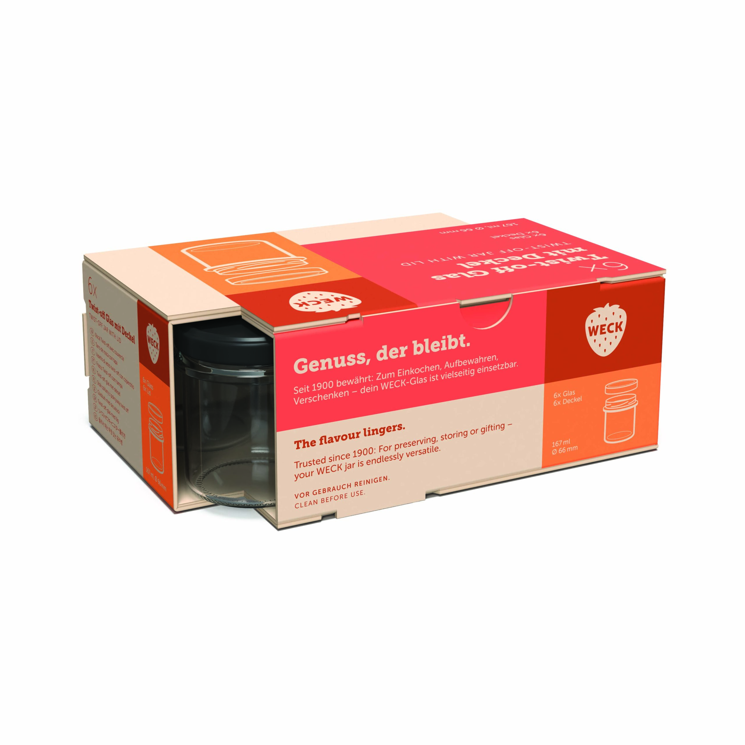 Klaaspurk 167 ml kaanega 6 tk TO66 Weck